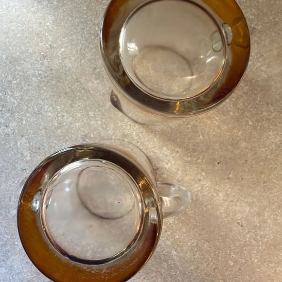 Vintage glass Victorian regencycore ombré gold rimmed sugar & creamer set. - Picture 8 of 8